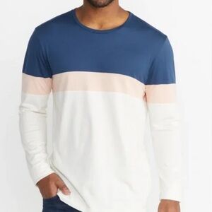 Marine Layer Jacob Crew Tee in Faded Navy/Apple/Natural - Large